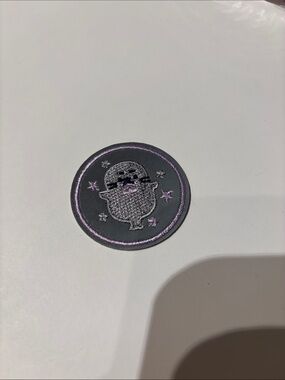 Super Cute Patch - Gray & Lavender Embroidered Circle